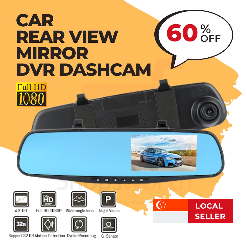 Vehicle Blackbox DVR 4.3 Inch Full HD 1080P, Mirror Car Camera