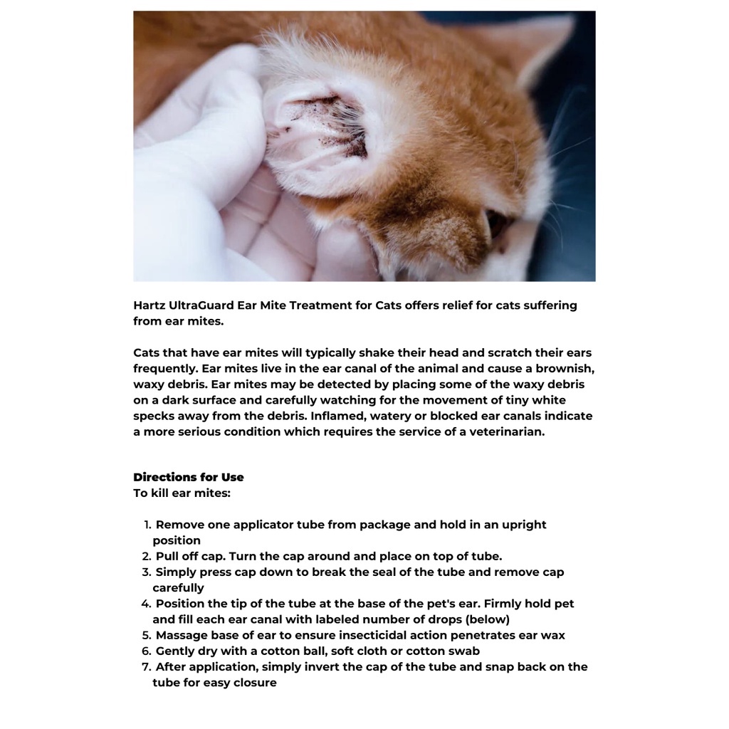 Hartz ear mite treatment for cats directions hotsell