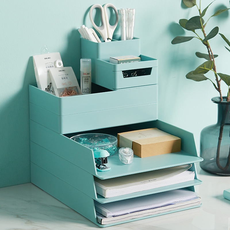 Storage Box Desk Organiser, Large Desktop Organizer with Drawer Pen ...