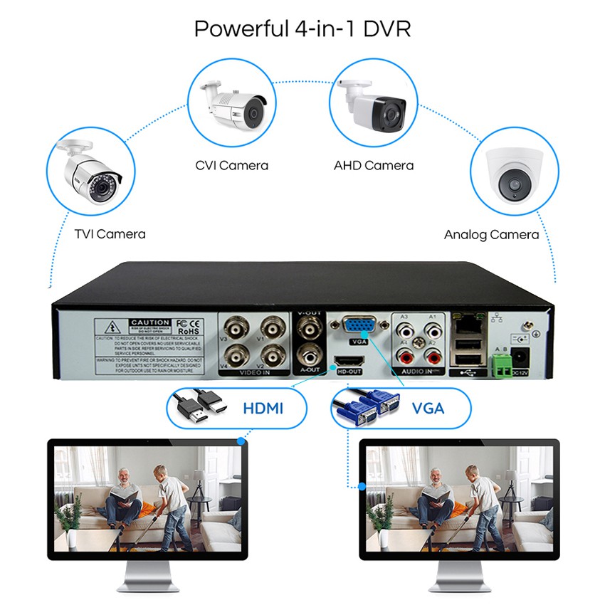 5.0MP 4CH DVR Kits DIY full Set CCTV Security System Outdoor IR night ...
