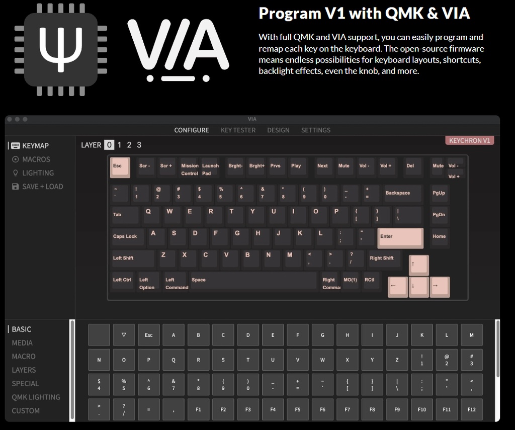 Keychron V1 QMK Custom Mechanical Keyboard, Fully Assembled / Barebone ...