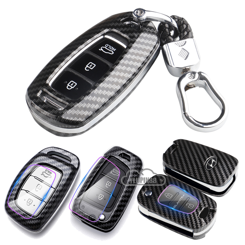 Car Key Shell Case Cover Carbon Fibre Auto Smart Key Remote Keychain ...