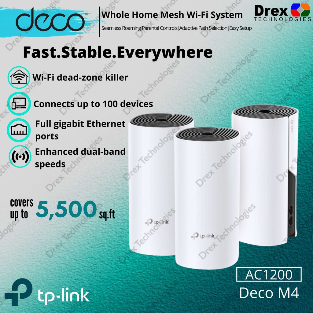 TP-LINK Deco M4 3-Pack AC1200 Whole Home Wi-Fi Mesh System | Shopee ...