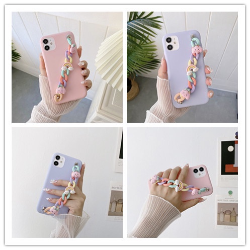 IPhone 6 6s 7 8 Plus XR X XS 11 12 13 Pro Max Mini Case Cartoon Candy Clouds Bracelet Cases Soft Silicone Chain Cover