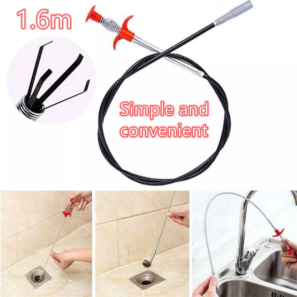 160cm Drain Snake Spring Pipe Dredging Tool Dredge Unblocker Drain Clog Tool for Kitchen Sink Sewer Cleaning Hook