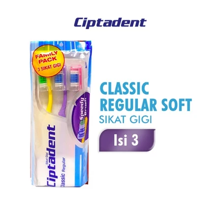 Ciptadent Sikat Gigi Classic Regular Soft Pack Isi 3 Pcs - Gambar 2