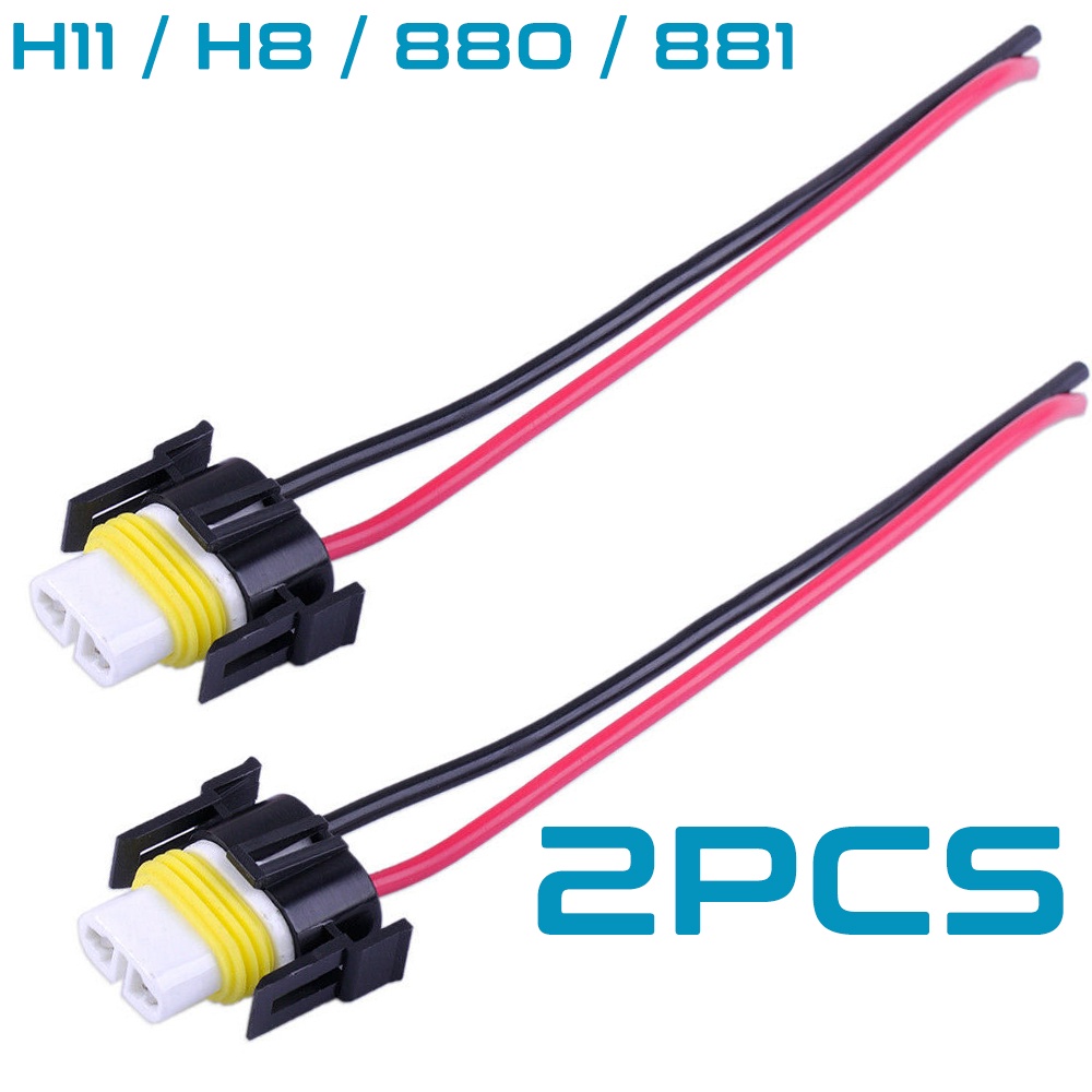 2PCS H11, H8, H9, 881, 880 Ceramic Socket Female Connector Wiring