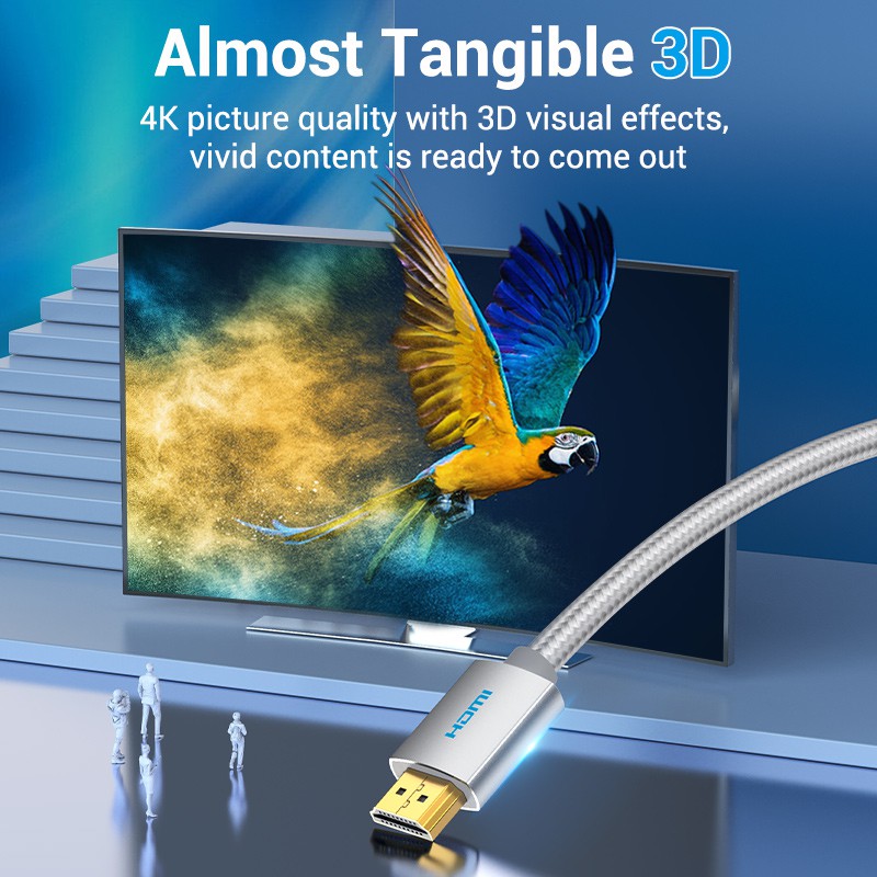 Vention AAB Kabel High Speed Cotton Braided HDMI v2.0b 4K 0.75M-3M - Gambar 2