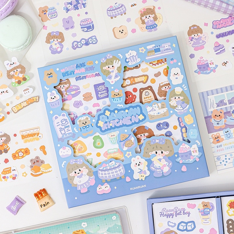 Cute stickers/Box of 100 cute Ruankitchen stickers to decorate planner ...