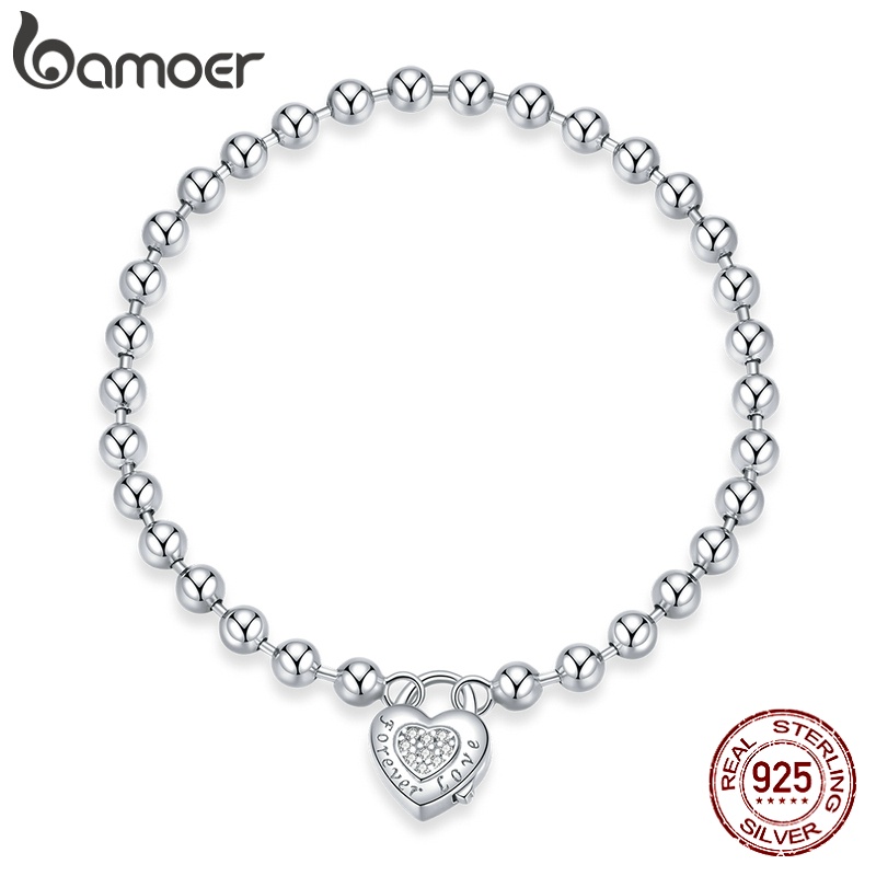 Bamoer 925 Silver Beads Bracelet Fashion Jewelry For Women