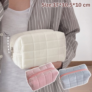 1pc White Flower Pattern Square Zipper Cosmetic Bag Cute toiletry bag  Storage bag soft flowers large capacity portable portable makeup bag women