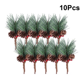 10Pcs Mini Simulation Christmas Pine Picks Stems Artificial Pine