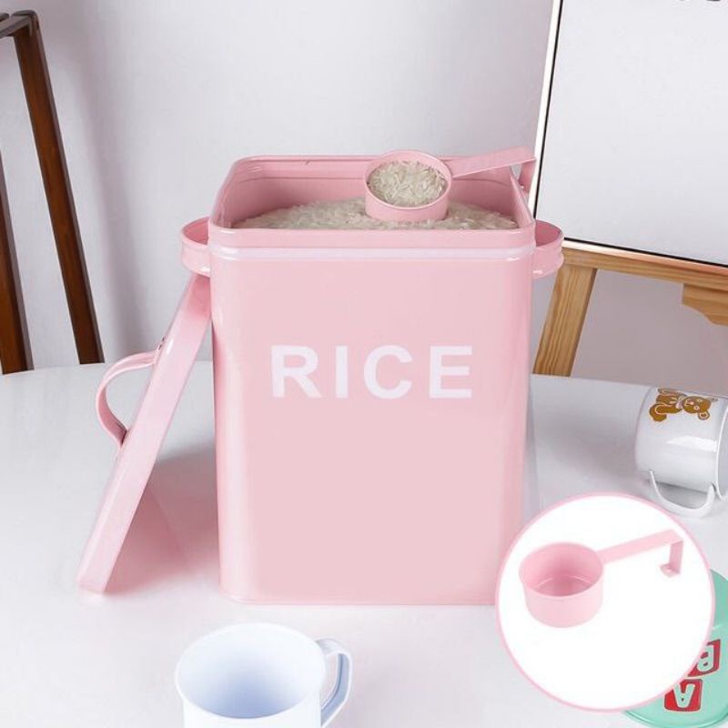 Pink Rice Barrel Tin Storage 5kg | Used Save Tin Type Rice Load 5kg ...