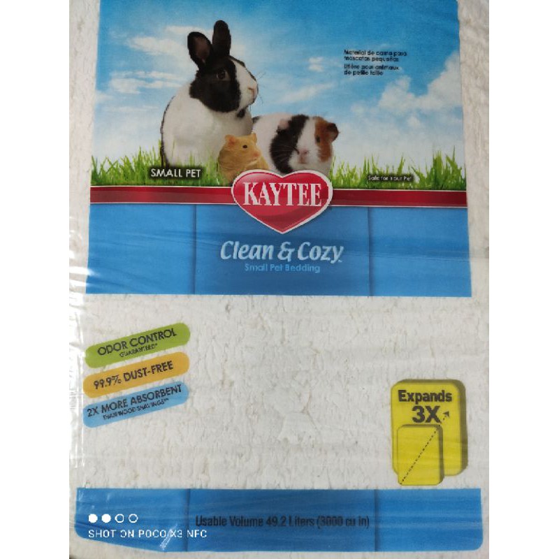 Kaytee clean & cozy small pet bedding 3000cu in (49.2L)/1000cu in (24