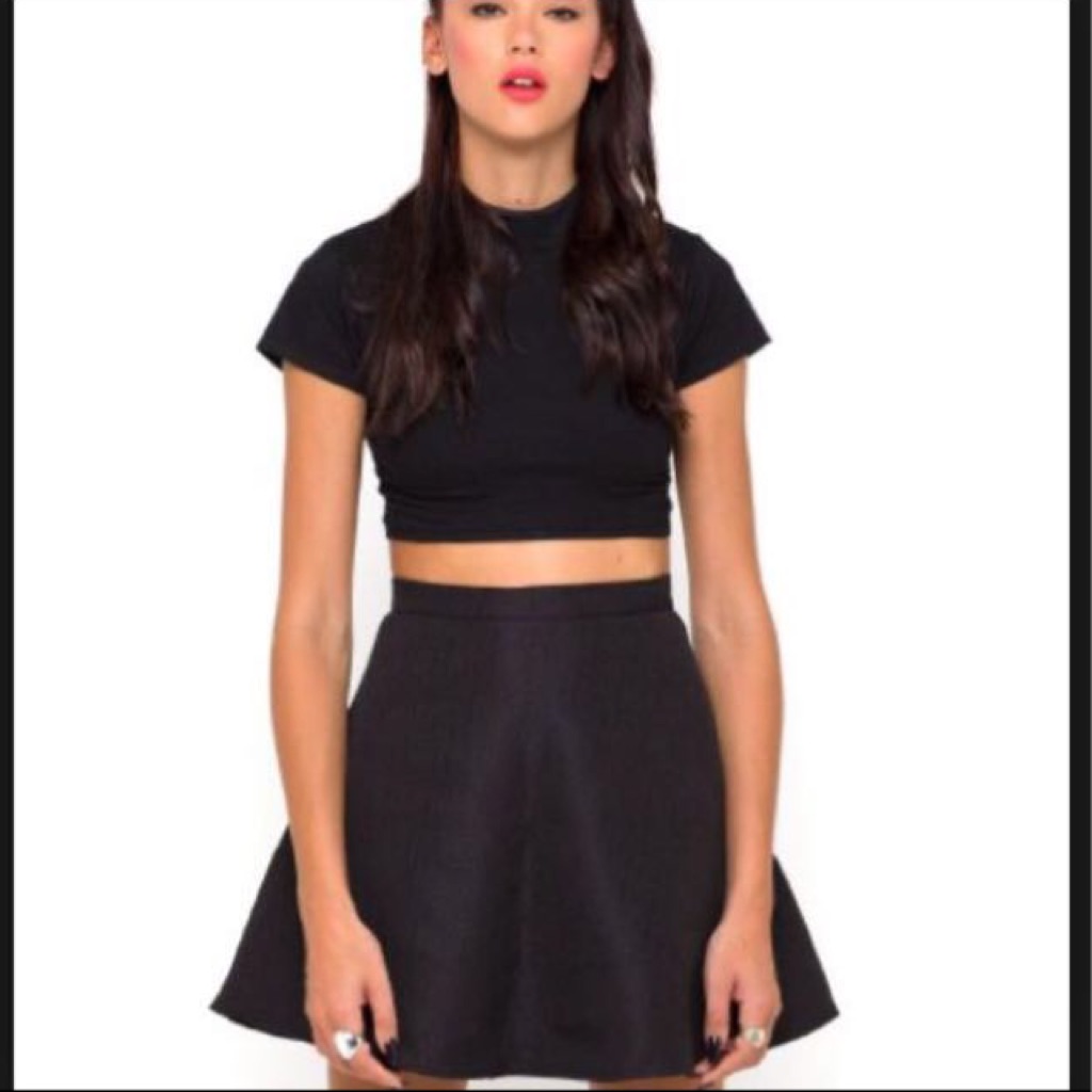 Black skater skirt and crop outlet top