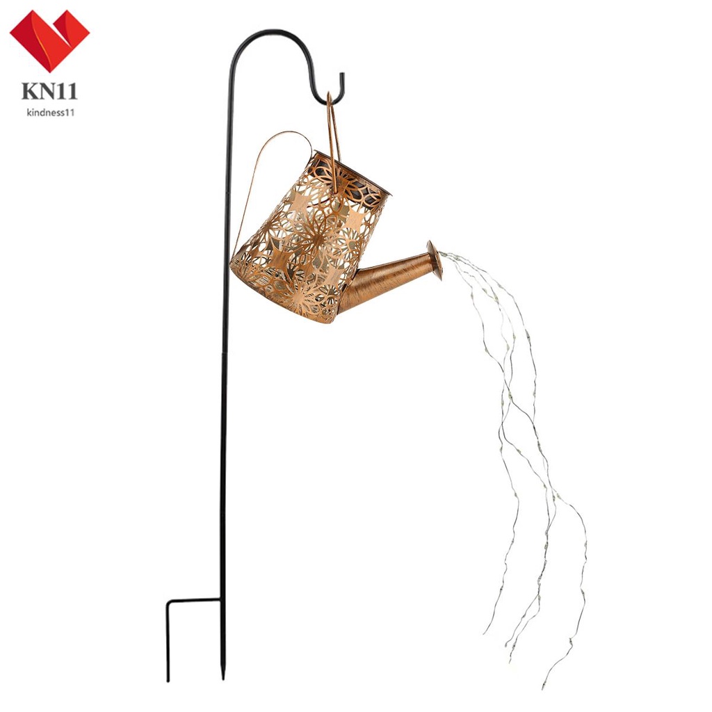 Solar Watering Can Lamp Hanging LED Waterfall Watering Can Art Lights