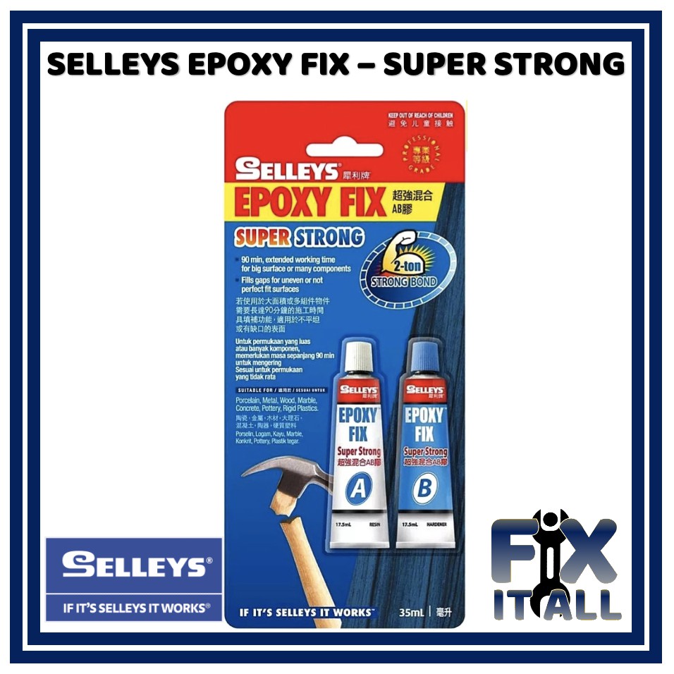 Selleys Epoxy Fix Super Strong 35 Ml Ab Repair Hand Tool Marble Concrete Pottery Diy Home 2728