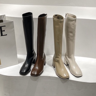 Plus Size 35 42 Fashion Square Toe Knee length Long Boots For Women