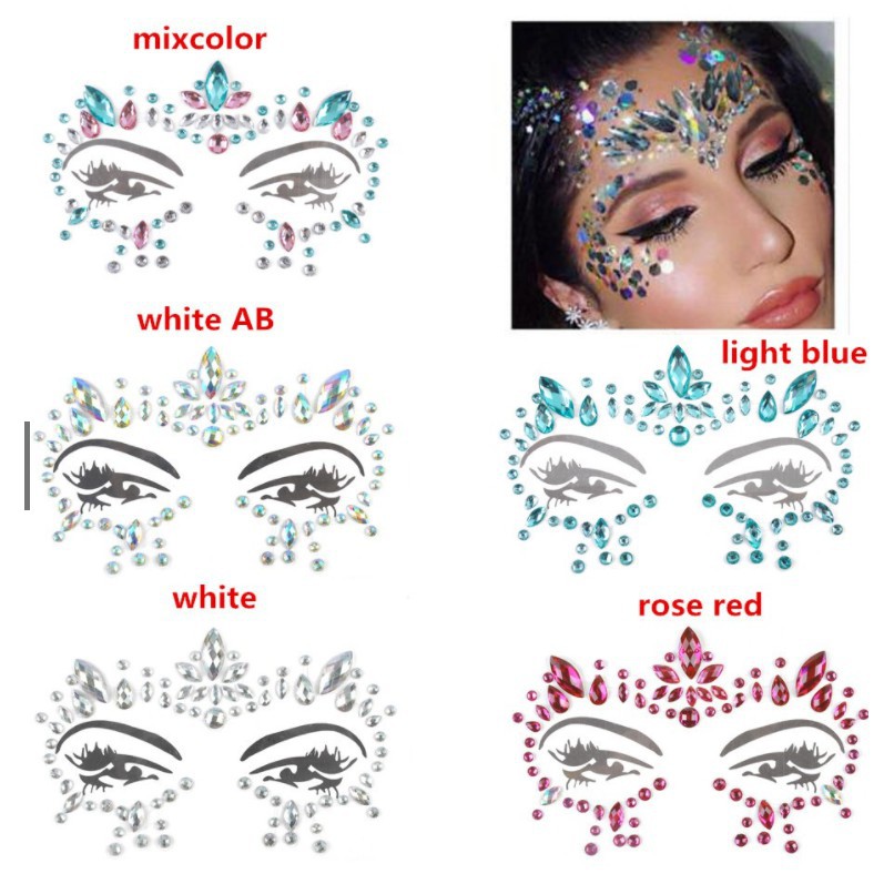Face Glitter Jewels Gems Fashion Party Tattoo Women Body Makeup Beauty