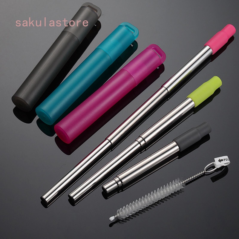 Reusable Telescopic Metal Straws with Food Grade Silicone Tip ...