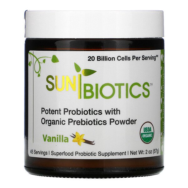 Sunbiotics, Potent Probiotics With Organic Prebiotics Powder, Vanilla ...