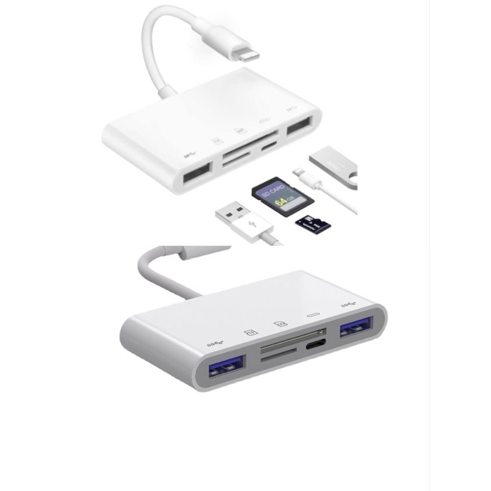 USB3.0*2 / MiscoSD / TF Memory Card Reader Adpter for Apple Lighting