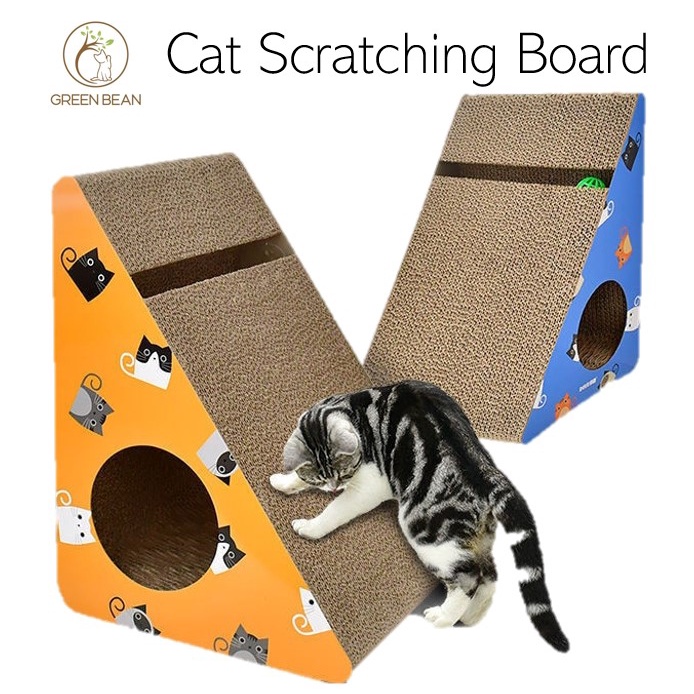 Cat Scratching Board Yellow Slope Design With Toy Ball Corrugated Cardboard Scratcher Shopee Singapore