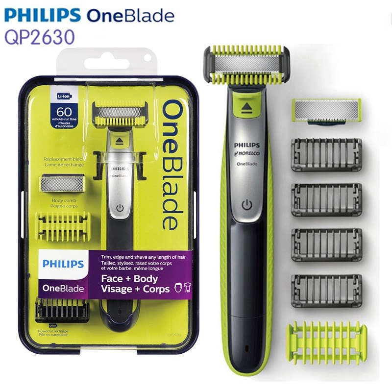 Philips OneBlade Pour Le Visage, Taillez, Stylisez Et Rasez, 2 Lames  Originales, 3 Peignes (Modèle QP2520/30)