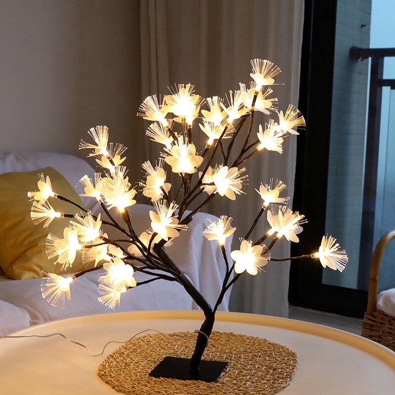 Usb Power Tree Light Christmas Atmosphere Lights Led Table Lamp Cherry Blossom Style Bedroom Living Room Decoration Desk Lamp