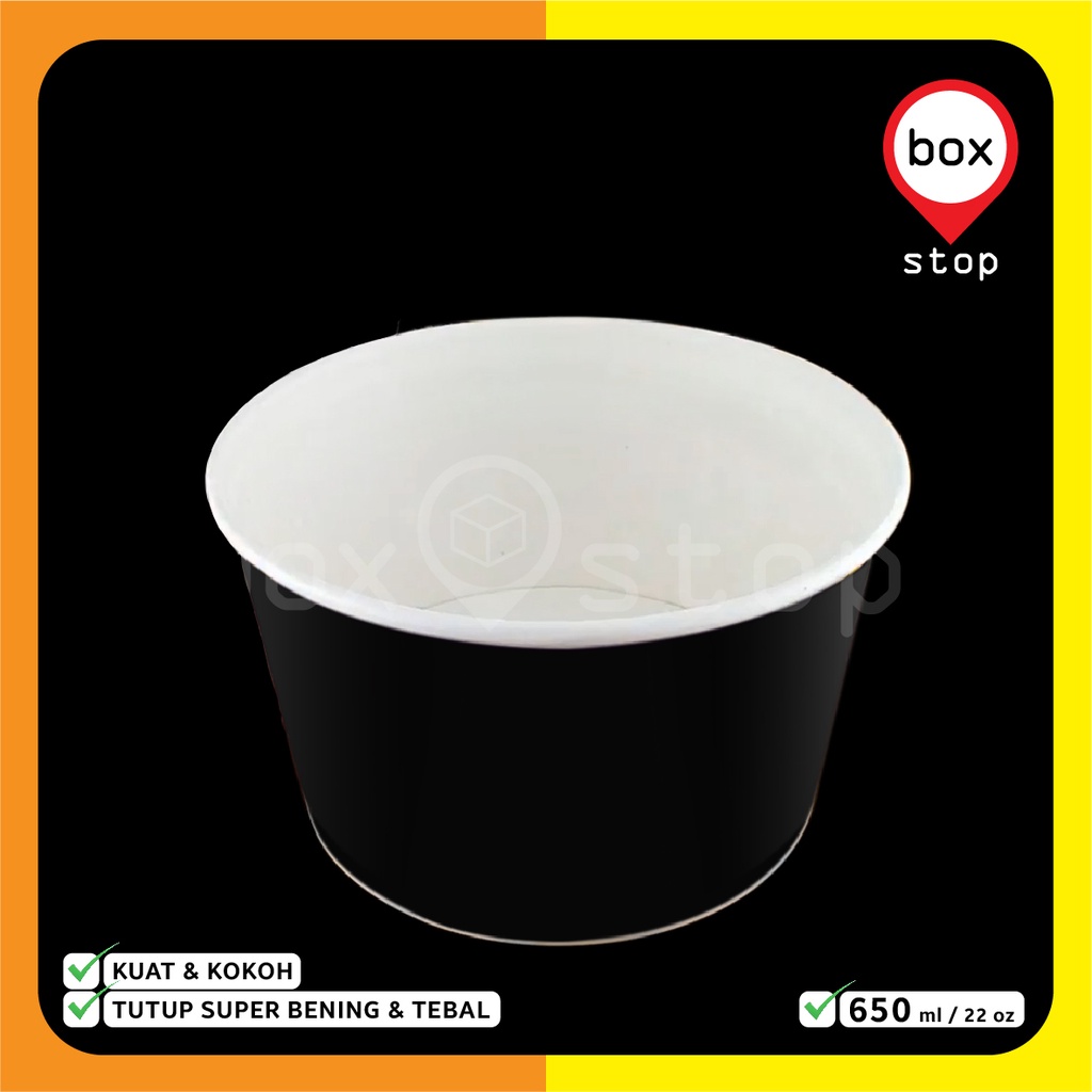 HITAM Plain Black Paper Bowl Paper Bowl Bowl Packaging Without