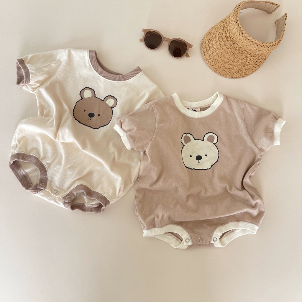 Summer Baby Romper Cute Bear Print Newborn Clothes Baby Boys Girls