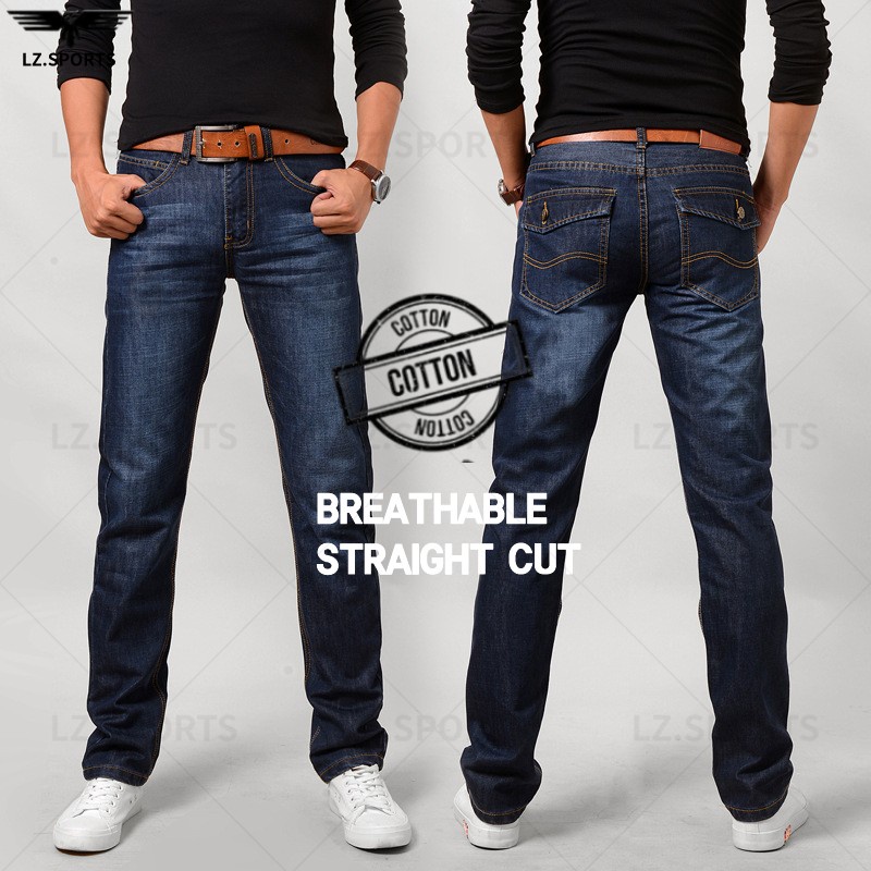 Ready stock denim cargo jeans men 6699/28-38 100% cotton slim fit ...