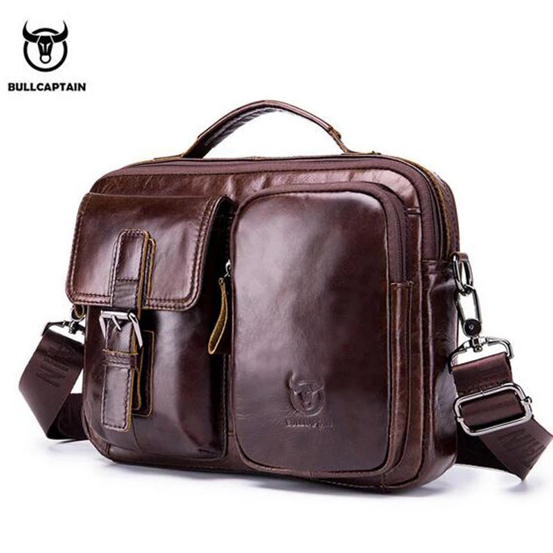 BULLCAPTAIN Men's Bag Genuine Leather Briefcase Laptop Bag Shoulder ...