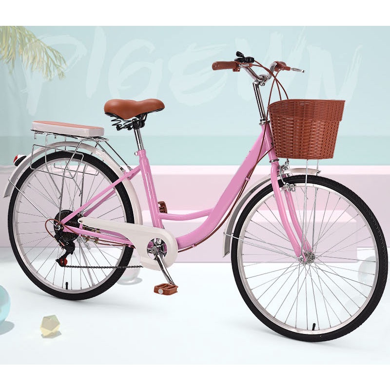 1 5 Days Delivery 26 Lady Bike With 7 Speed Gear Ladies bike Vintage Classic Bicycle With Basket rear rack cushion Shopee Singapore