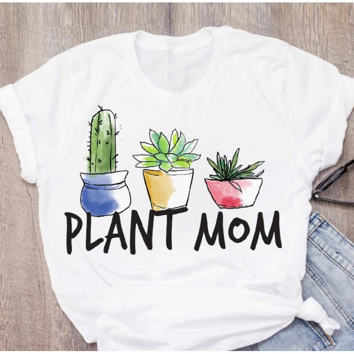 Women Graphic Plant Lady Sweet Floral 90s Cute Lady Print Summer Lady Tops T-Shirt Shirt Womens Clothing Tees Female T Shirt