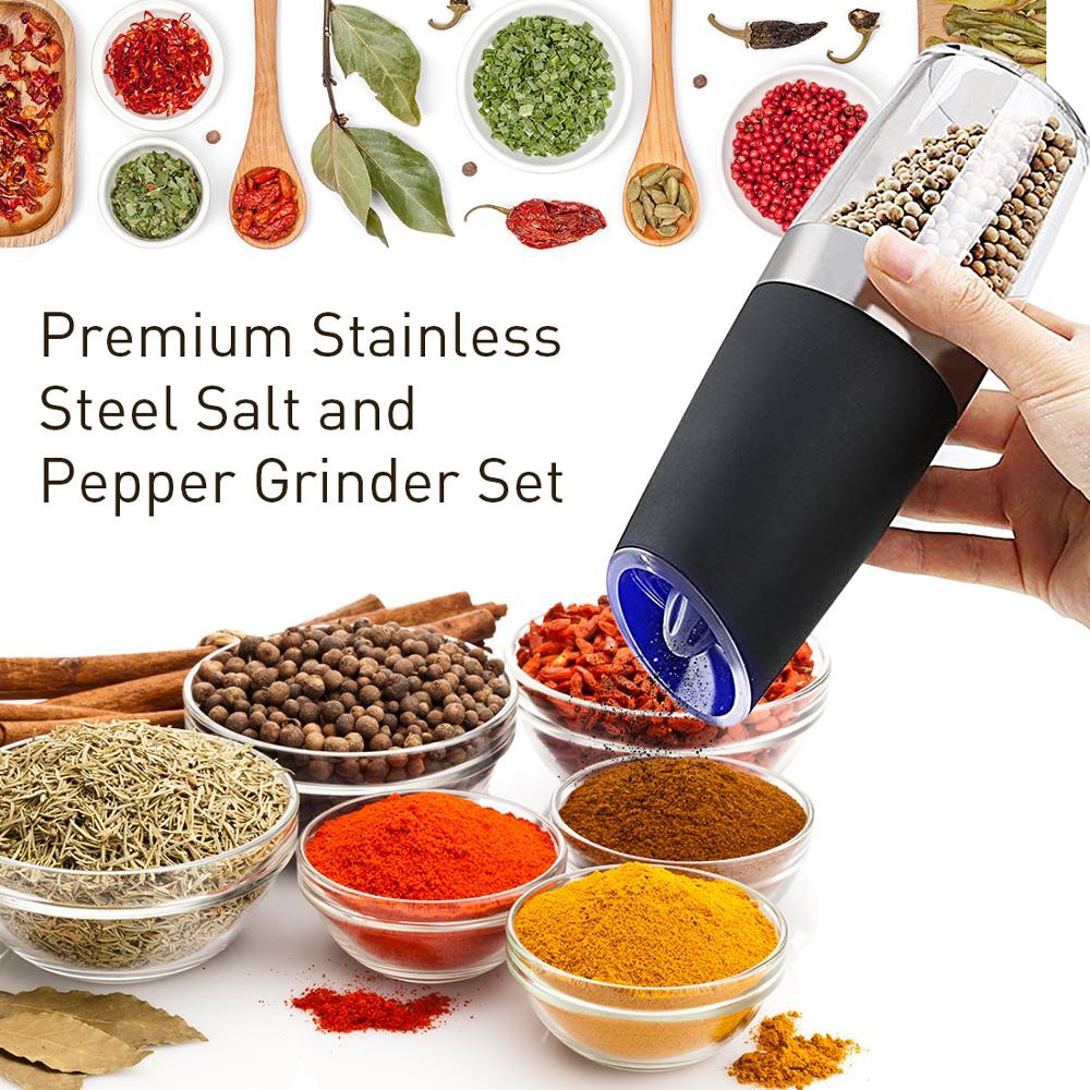 Electric Salt Pepper Grinder Set Adjustable Ceramic Coarseness Battery  Operated Flashlight & Clear Container Mills2 Fast Powerful 