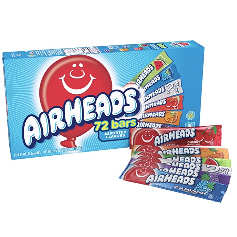 Airheads Candy Bars Variety Bulk Box Chewy Full Size Fruit Taffy 72