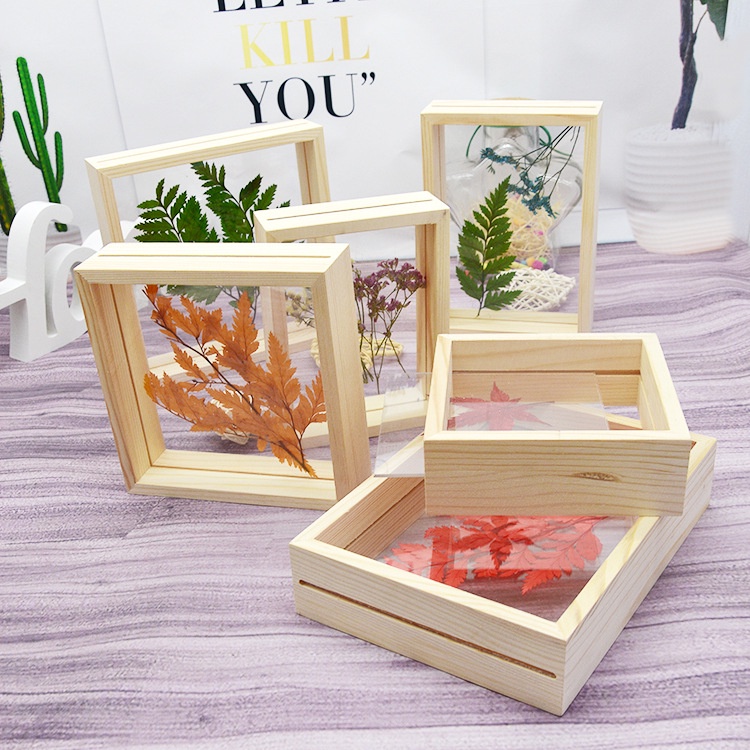 Wooden Photo Frame Plant Specimen Holder Display (7-inch)