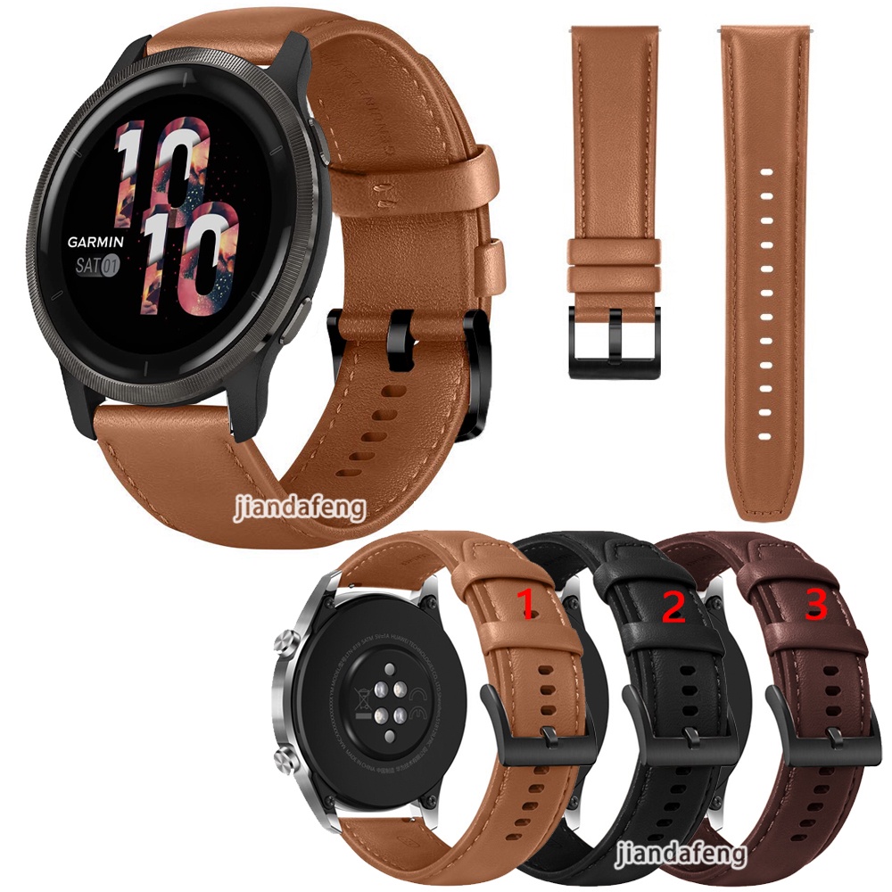 Genuine leather strap top layer 45mm 43mm | cowhide Singapore Garmin for Venu Shopee Plus 2