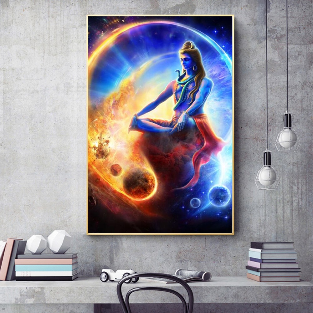 Posters and prints Portrait of Lord Shiva wall art Paintings of Hindu ...