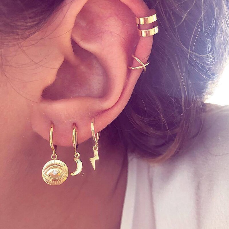 Small Gold Hoop Earrings for Women Fashion Hoops Ear Clip Round