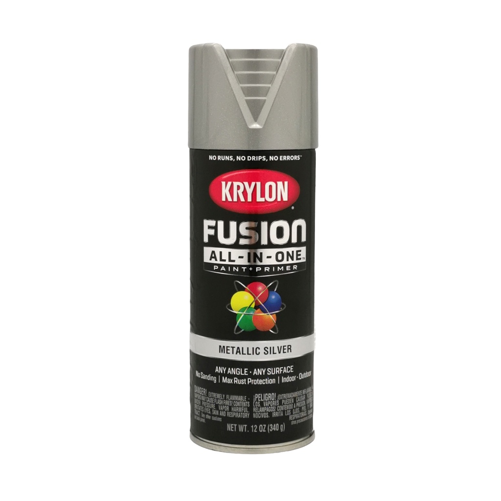 Krylon Fusion All-In-One Paint + Primer Metallic Silver K2773, 12oz ...