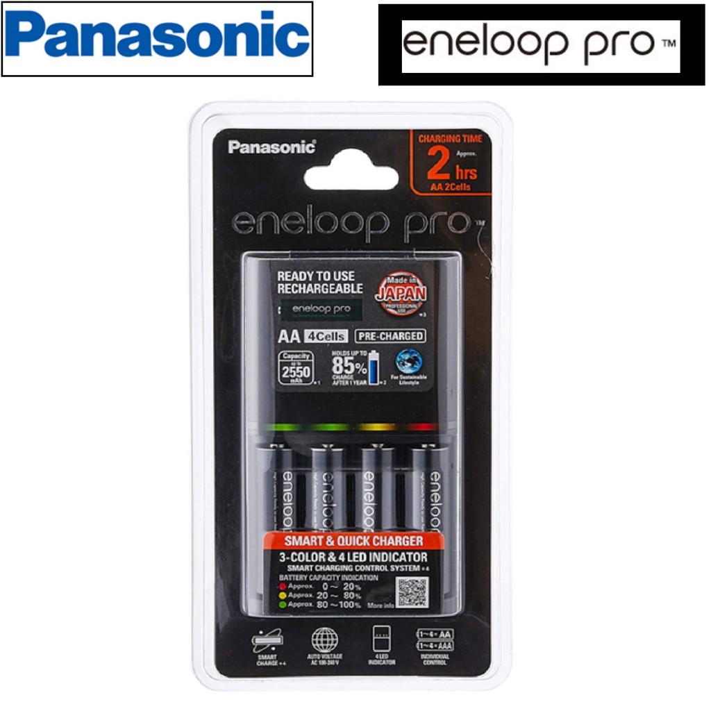 Panasonic Eneloop Pro Bq Cc55 Quick Charger 4 X Aa Eneloop Pro