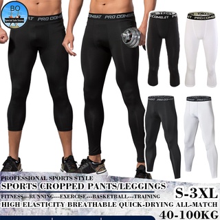 Men basketball tights pants compression cropped one leg Leggings