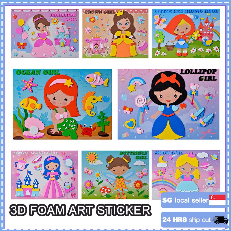 SG Ready Stock 3D Sticker Art DIY♥ baby and kids art work ♥ EVA foam art  ♥Goodie bag kids birthday birthday sets