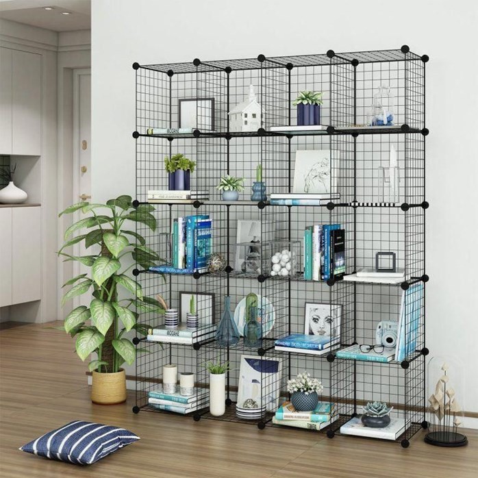 Cube Storage Wire Cabinet Metal DIY Shelves Shelf Bookcase Organiser ...