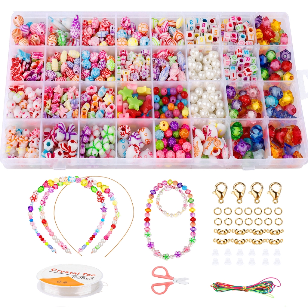 HAP Beads Set Kids DIY Necklace Bracelet Make Own Beads Jewellery Making Set Box Kit for Girls Shopee Singapore