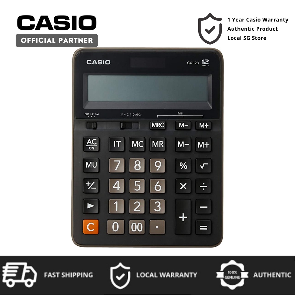 Casio GX12B Dekstop Type 12 Digits Calculator with extra LARGE display