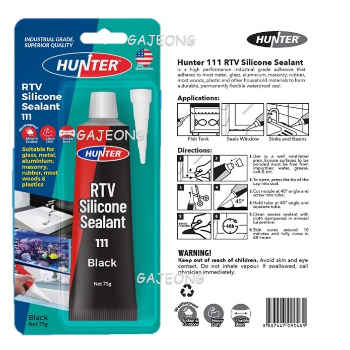 HUNTER 111 Industrial Grade RTV Silicone Sealant - 75G ( Black/Clear ...