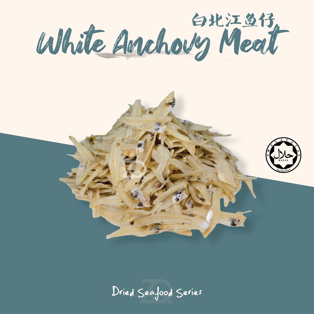 Vacuum Packed White Anchovy Meat / Ikan Bilis Kopek Pepak 白北江鱼仔 100g ...